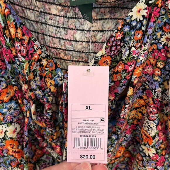 Wild Fable NWT Floral Tie Front‎ Crop Tip, Multi XL - Picture 2 of 8